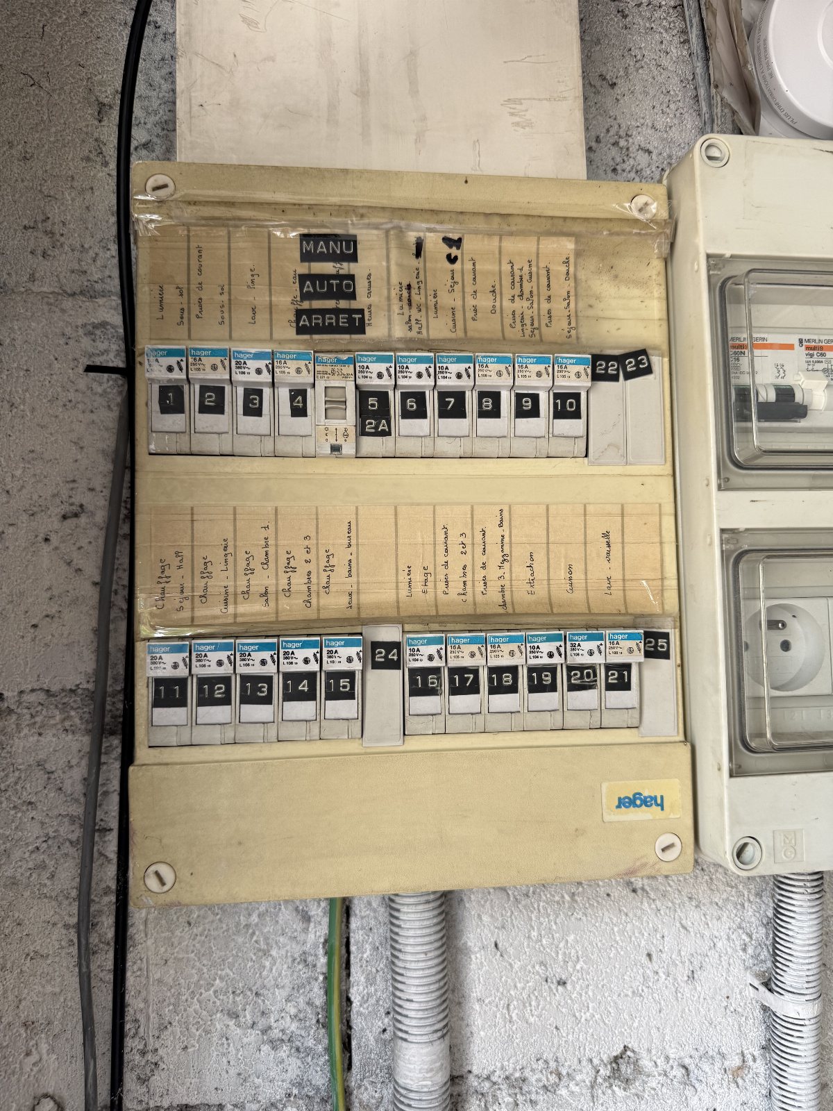 Remplacement d'un coffret électrique, photo avant